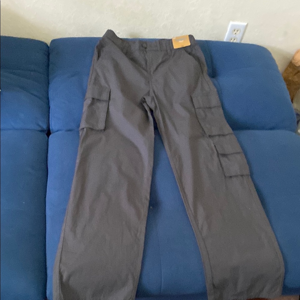 Thereabouts Casual Gray Utility Pants with Relaxed Fit and Elastic Waistband
